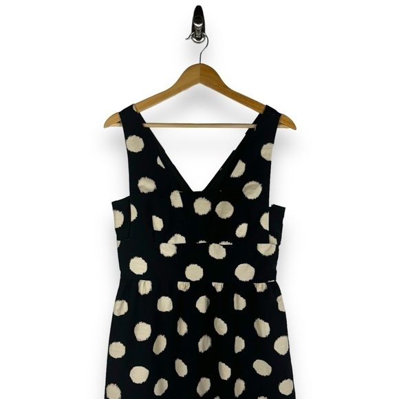 4 for $40 SALE!LOFT Factory V Neck Polka Dot Midi Dress, Black/Cream Dot, Size 4 - Picture 3 of 13
